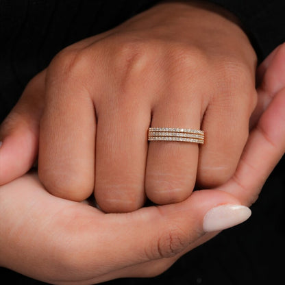 Lab Diamond Micro Pave Bold Band Ring |Wedding Anniversary Ring