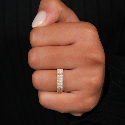 Lab Diamond Micro Pave Bold Band Ring |Wedding Anniversary Ring