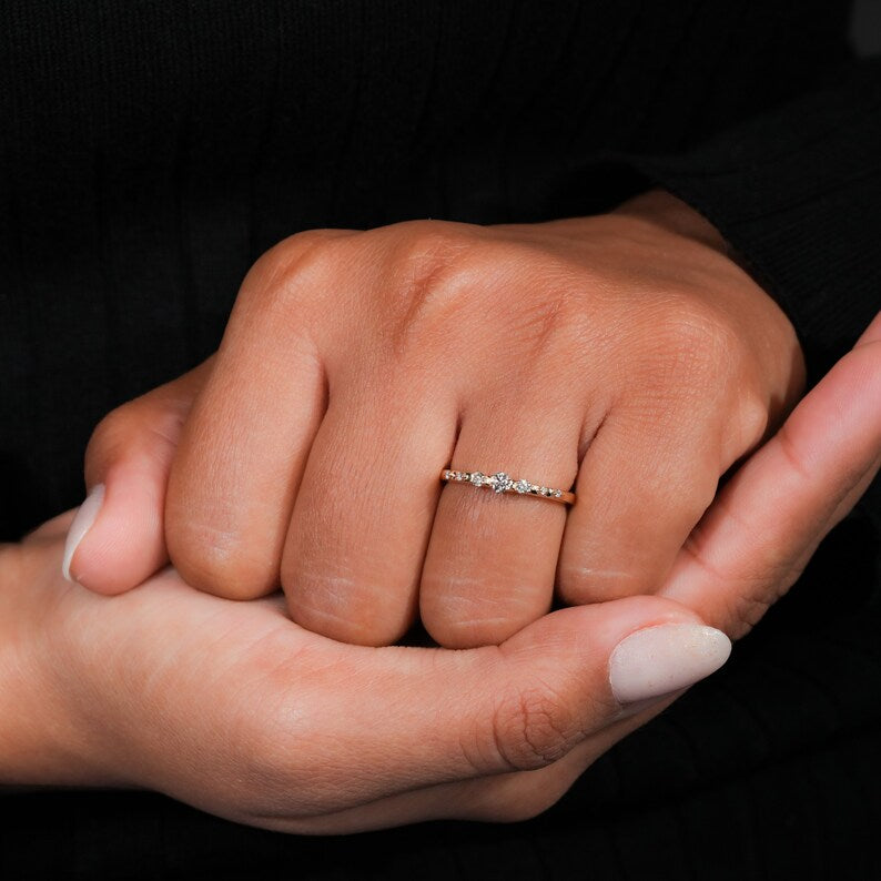 14K Gold Lab Grown Diamond 7-Stone Wedding Ring