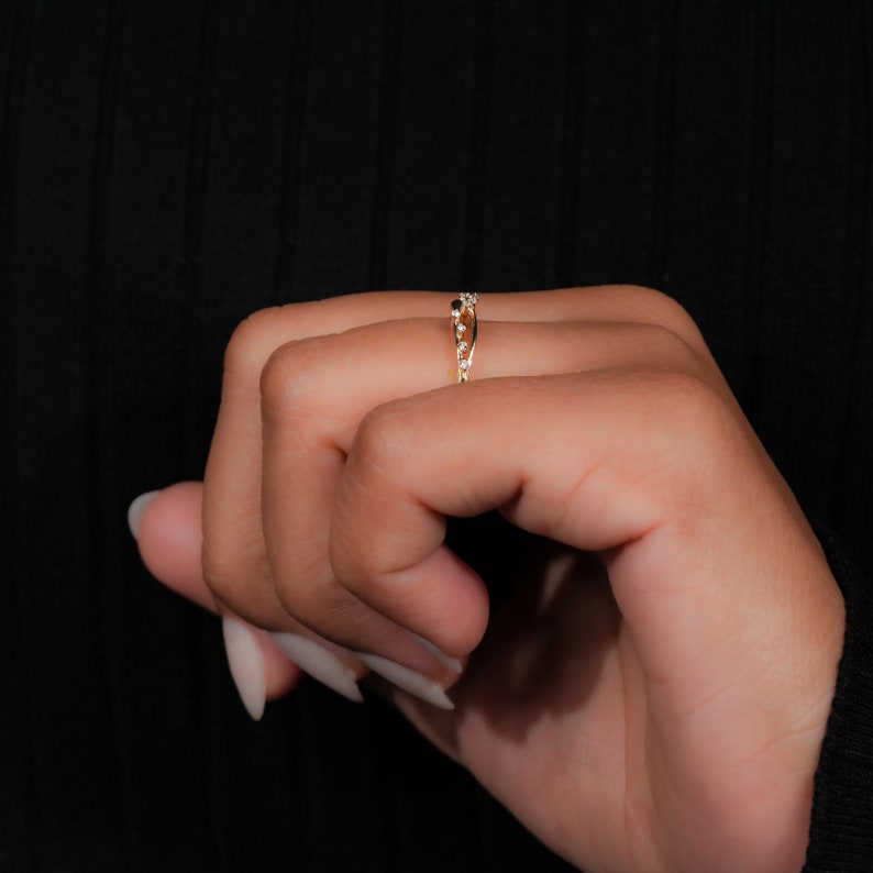 Lab Diamond Crossover Ring 14K Gold, Pave X Stacking Band