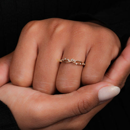Lab Diamond Crossover Ring 14K Gold, Pave X Stacking Band