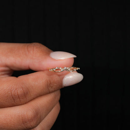 Lab Diamond Crossover Ring 14K Gold, Pave X Stacking Band