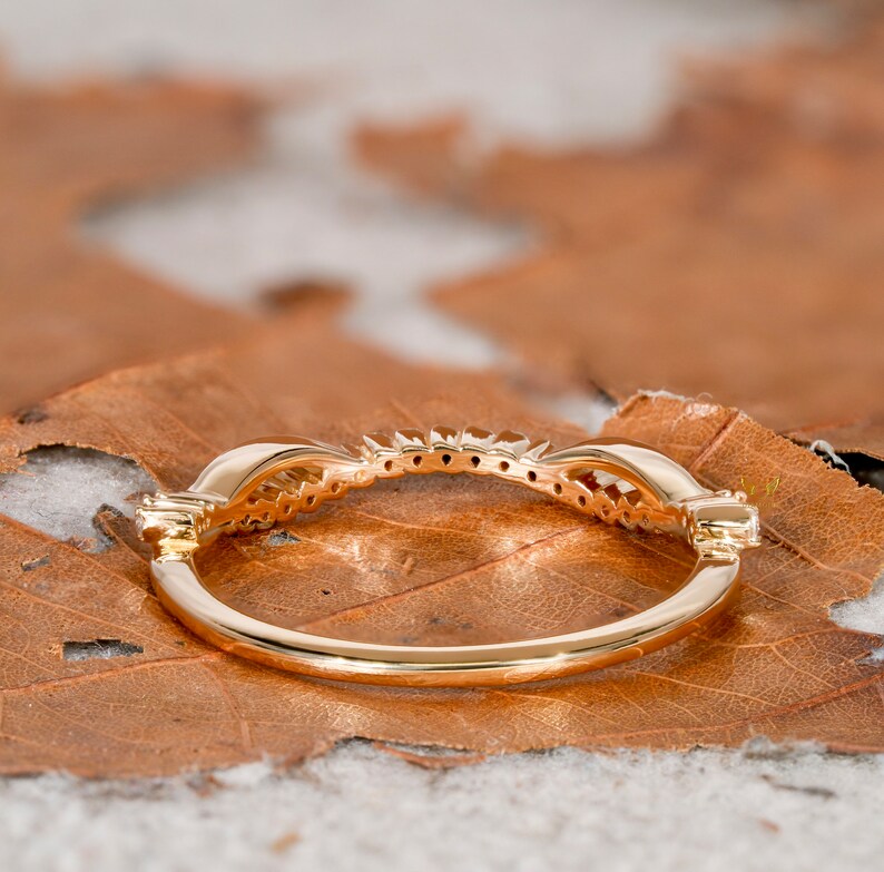 14K Gold Lab Grown Diamond Thin Wavy Stacking Ring
