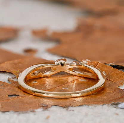Lab Diamond Crossover Ring 14K Gold, Pave X Stacking Band