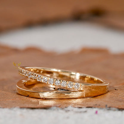 Lab Diamond Double Band Ring – 14K Gold Minimal Half Eternity Ring