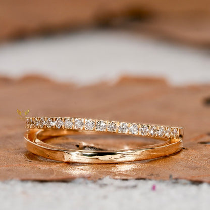 Lab Diamond Double Band Ring – 14K Gold Minimal Half Eternity Ring
