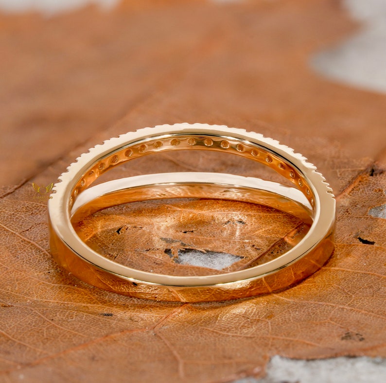 Lab Diamond Double Band Ring – 14K Gold Minimal Half Eternity Ring