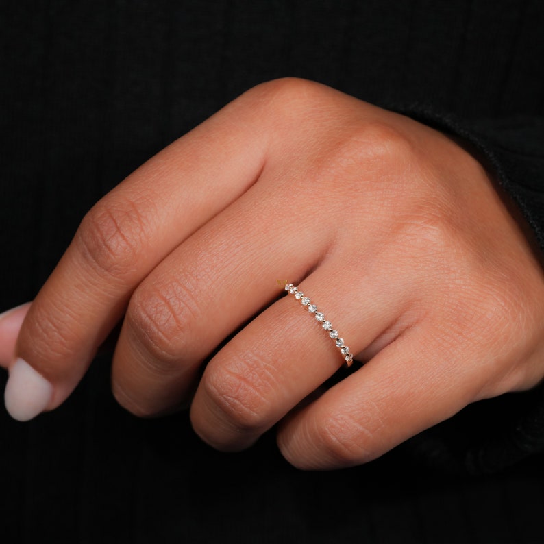 14K Gold Lab Diamond Pave Floating Wedding Ring