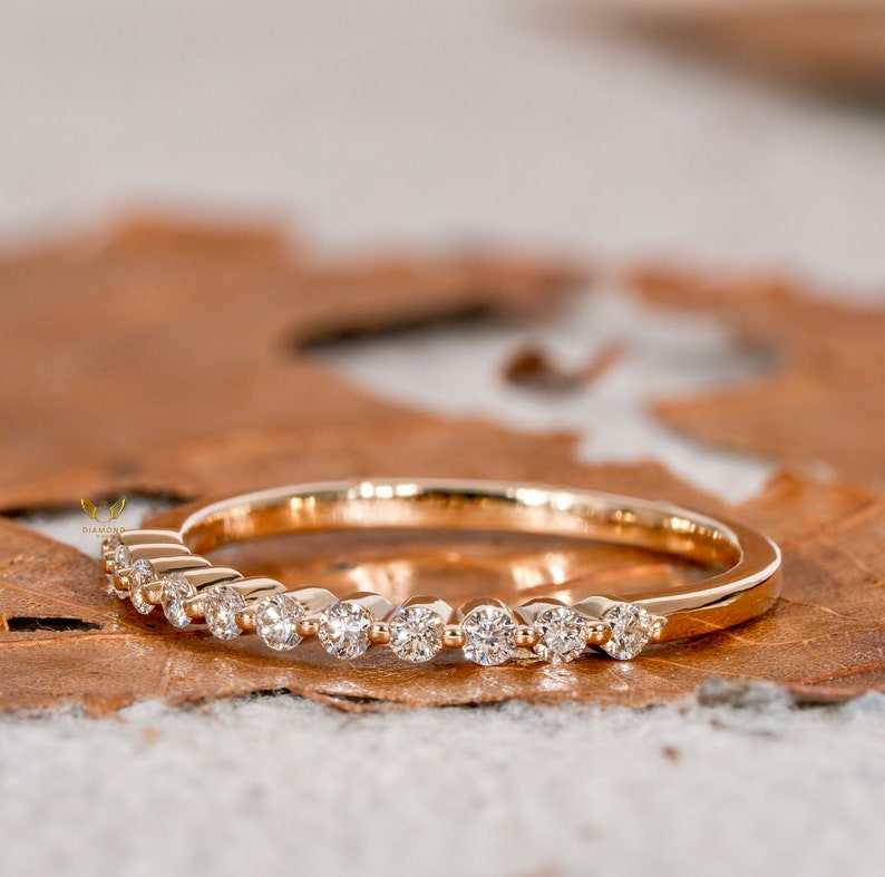 14K Gold Lab Diamond Pave Floating Wedding Ring