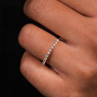 14K Gold Lab Diamond Pave Floating Wedding Ring
