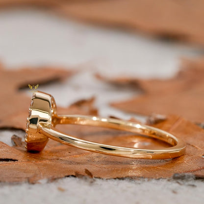 Smiley Face Diamond Ring 14K Gold Minimalist Daily Wear Ring
