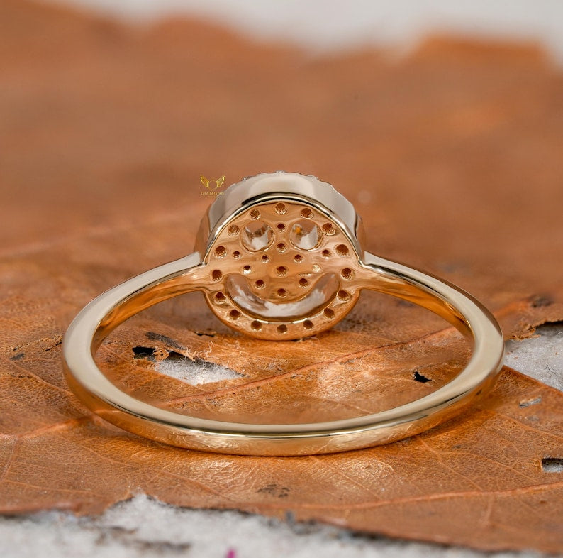 Smiley Face Diamond Ring 14K Gold Minimalist Daily Wear Ring