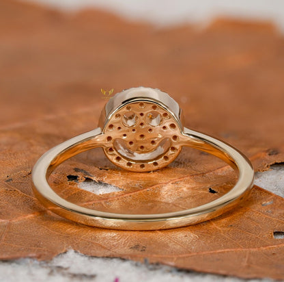 Smiley Face Diamond Ring 14K Gold Minimalist Daily Wear Ring