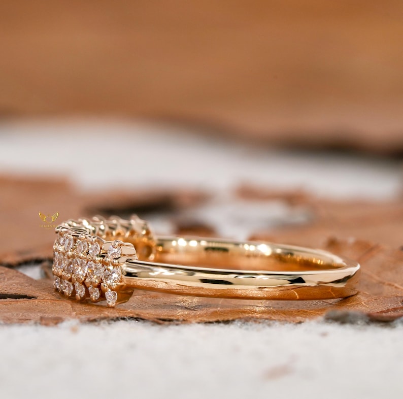 Lab Grown Diamond 3-Row Half Eternity Wedding Band