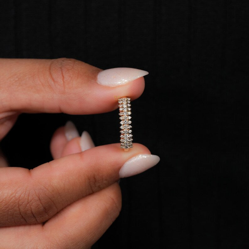 Lab Grown Diamond 3-Row Half Eternity Wedding Band