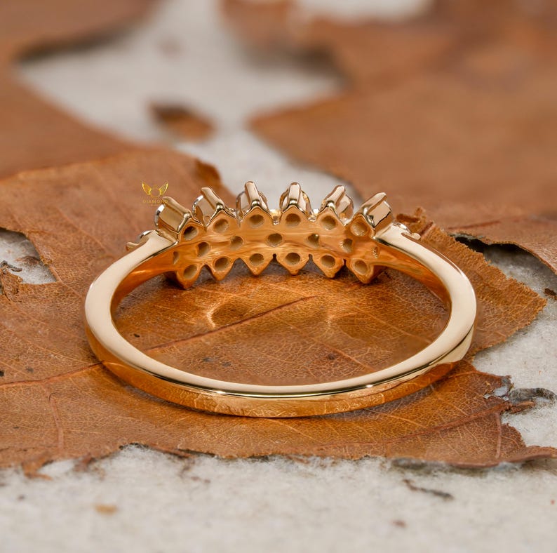 14K Solid Gold Lab Diamond Floral Band Ring