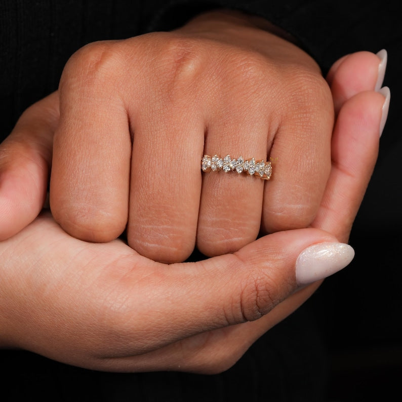 Lab Grown Diamond Cluster Wedding Band