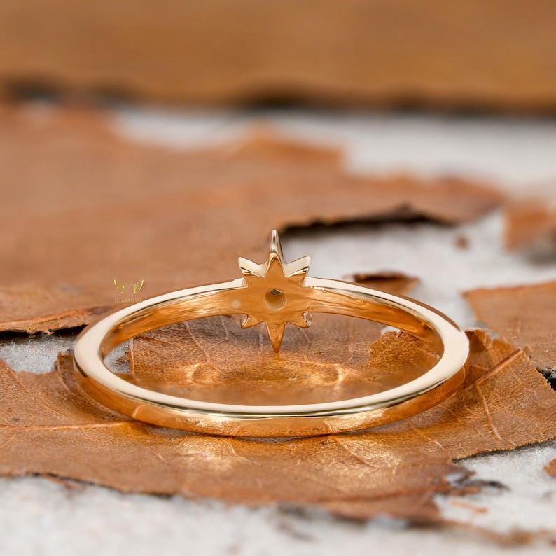 Lab Diamond Star Ring 14K Gold Minimalist Celestial Ring