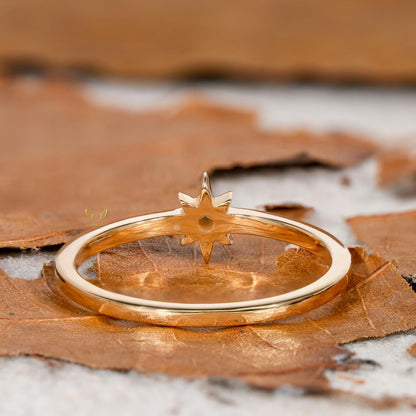 Lab Diamond Star Ring 14K Gold Minimalist Celestial Ring