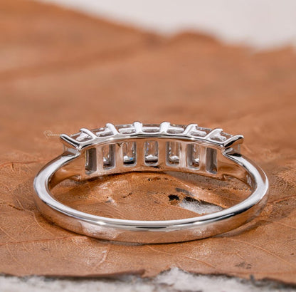 Emerald Cut Lab Grown Diamond Half Eternity Wedding Band