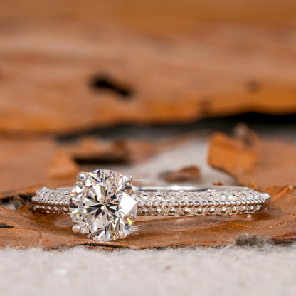 1CT Knife Edge Pave Lab Diamond Ring