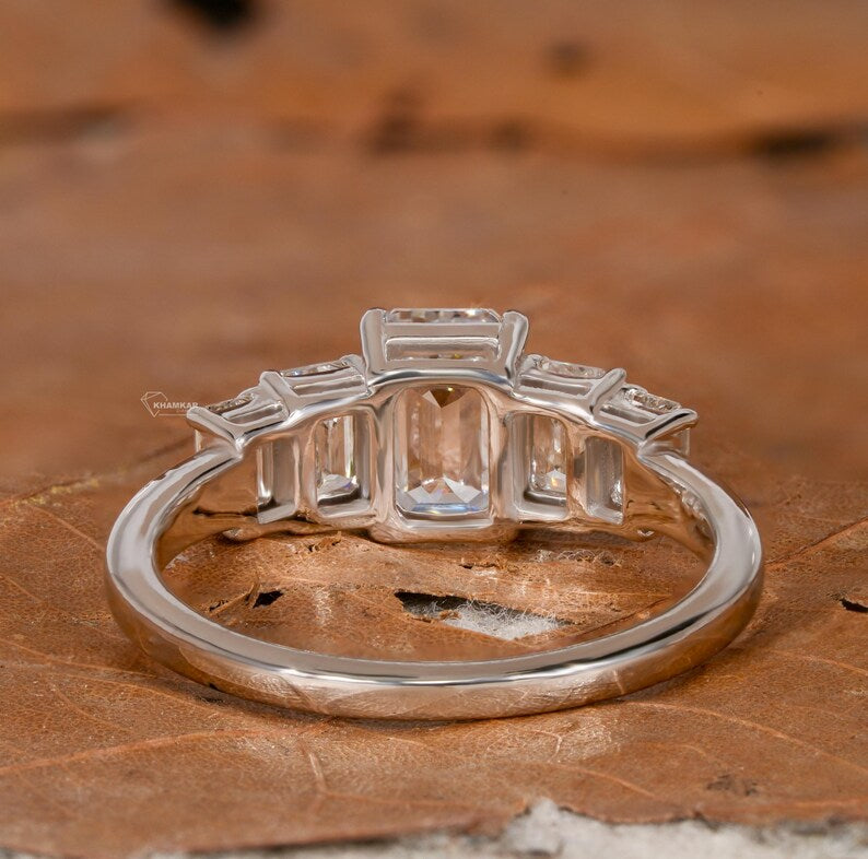 Emerald Cut Lab Diamond Ring – Five Stone IGI Certified