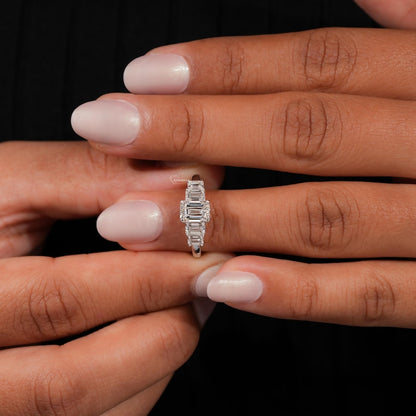 Emerald Cut Lab Diamond Ring – Five Stone IGI Certified