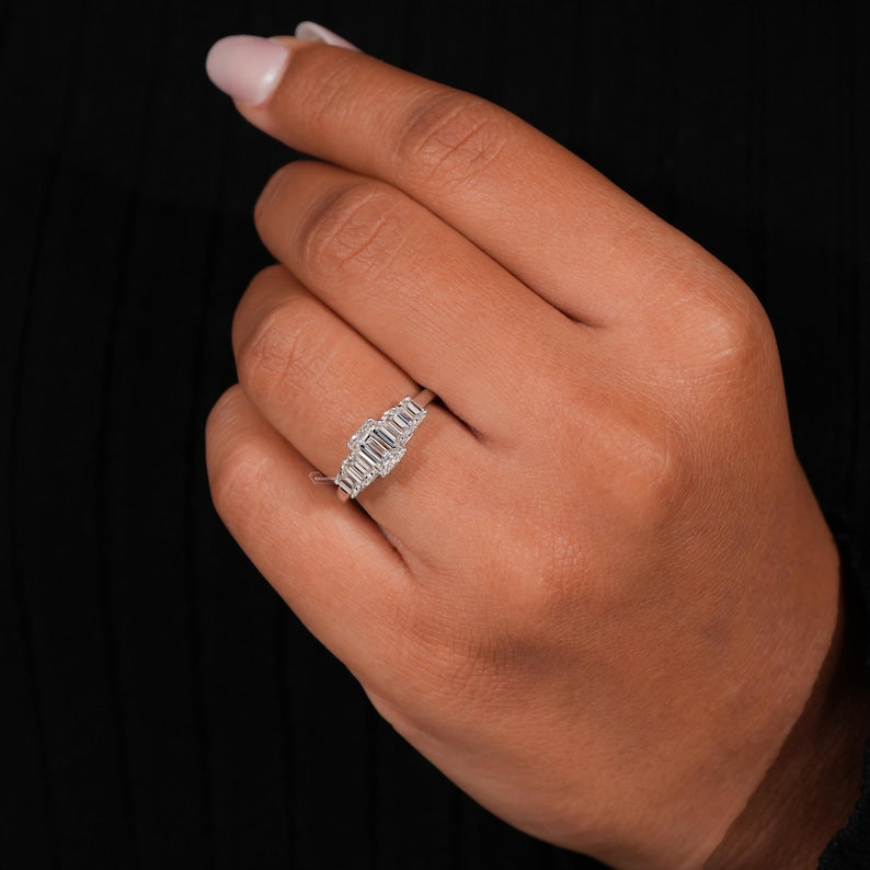 Emerald Cut Lab Diamond Ring – Five Stone IGI Certified