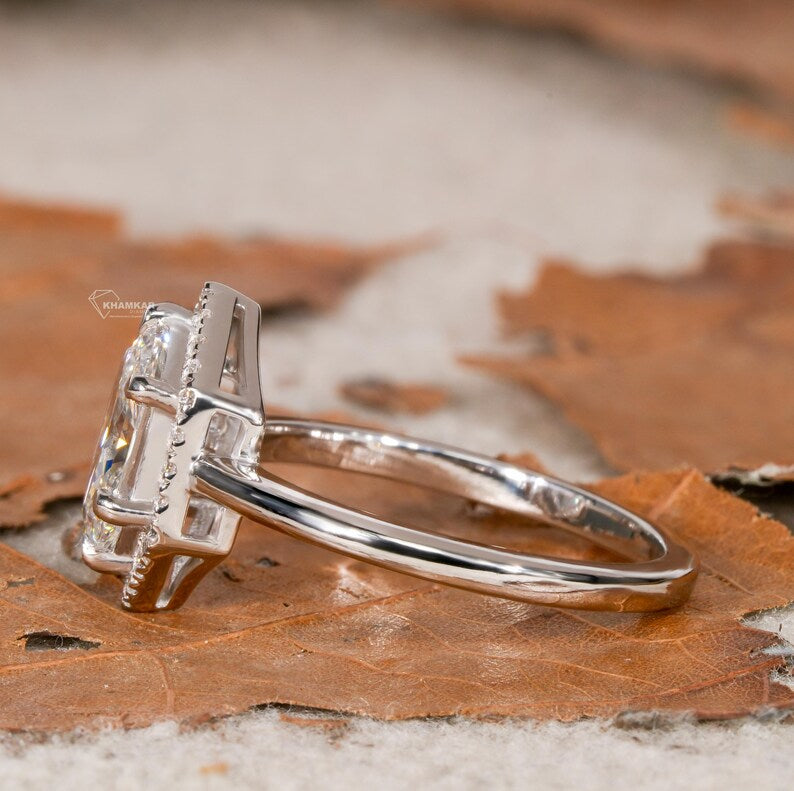 Dutch Marquise Lab Diamond Halo Engagement Ring