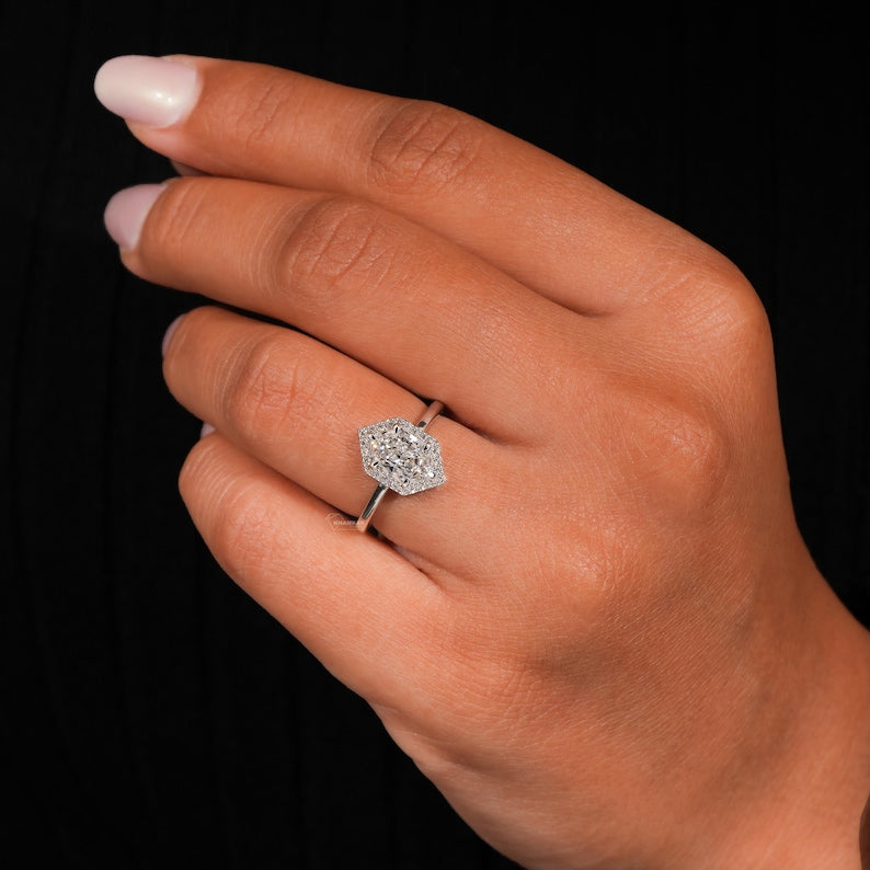 Dutch Marquise Lab Diamond Halo Engagement Ring