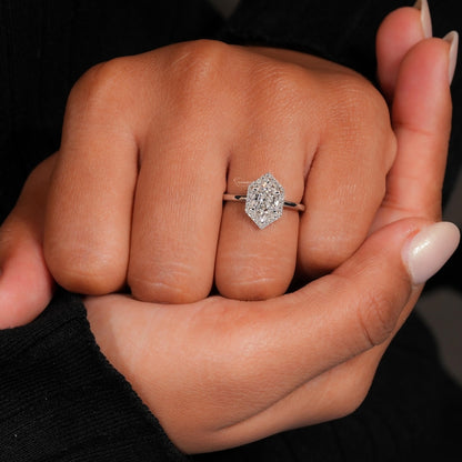 Dutch Marquise Lab Diamond Halo Engagement Ring