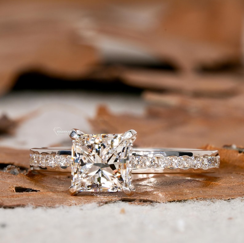 1.00CT Princess Cut Lab Diamond Ring, Channel Set Proposal Ring, IGI Certified