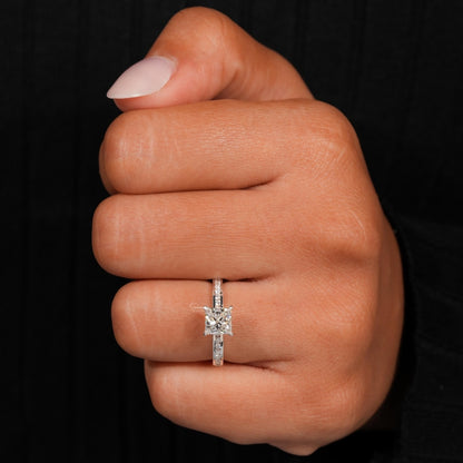 1.00CT Princess Cut Lab Diamond Ring, Channel Set Proposal Ring, IGI Certified