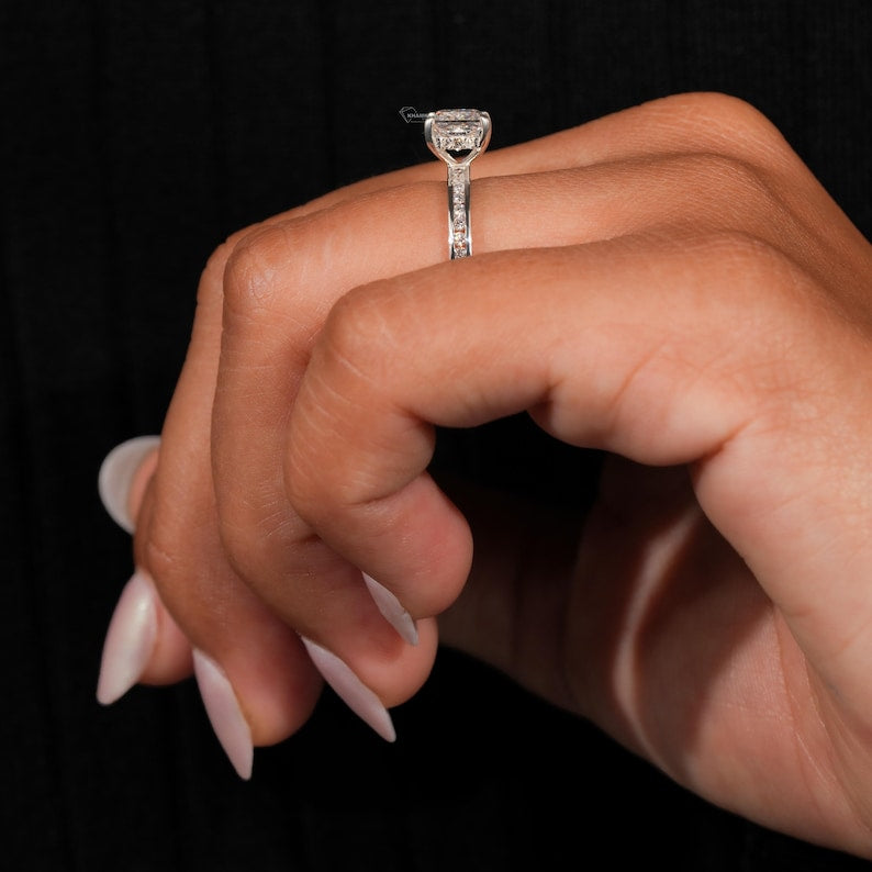 1.00CT Princess Cut Lab Diamond Ring, Channel Set Proposal Ring, IGI Certified