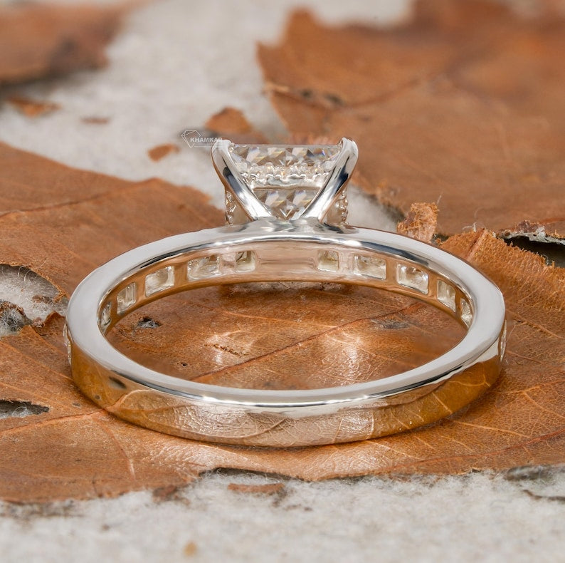 1.00CT Princess Cut Lab Diamond Ring, Channel Set Proposal Ring, IGI Certified