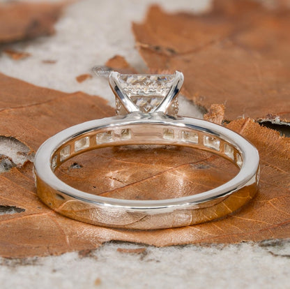 1.00CT Princess Cut Lab Diamond Ring, Channel Set Proposal Ring, IGI Certified