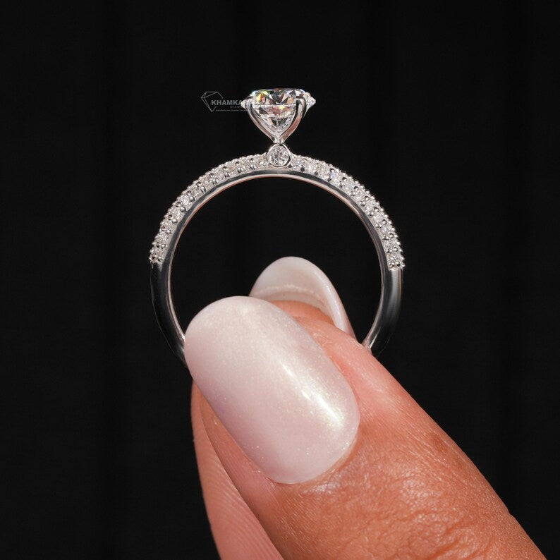 1CT Knife Edge Pave Lab Diamond Ring