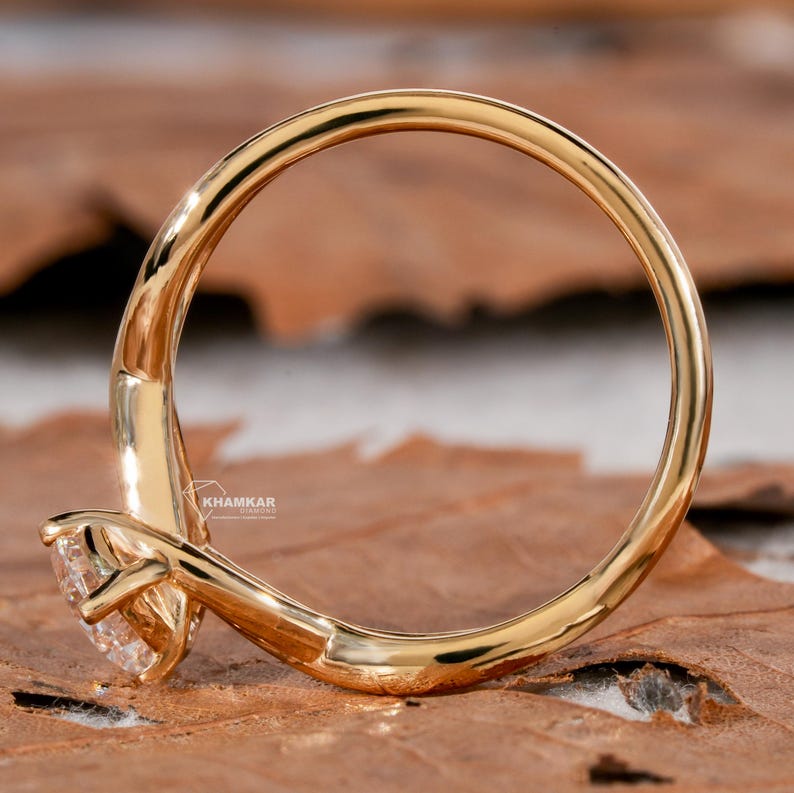 1.00CT Pear CutTwisted Lab Grown Engagement Rin