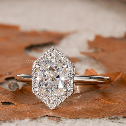 Dutch Marquise Lab Diamond Halo Engagement Ring
