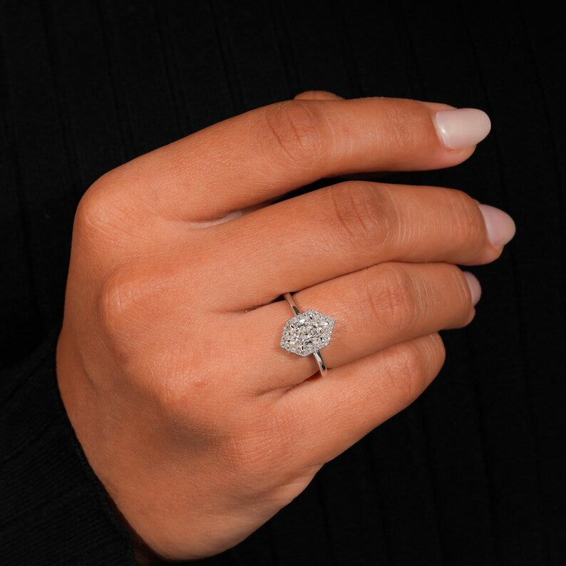 Dutch Marquise Lab Diamond Halo Engagement Ring