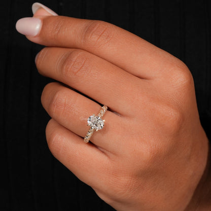 1CT Oval Lab Diamond Engagement Ring, Twisted Band