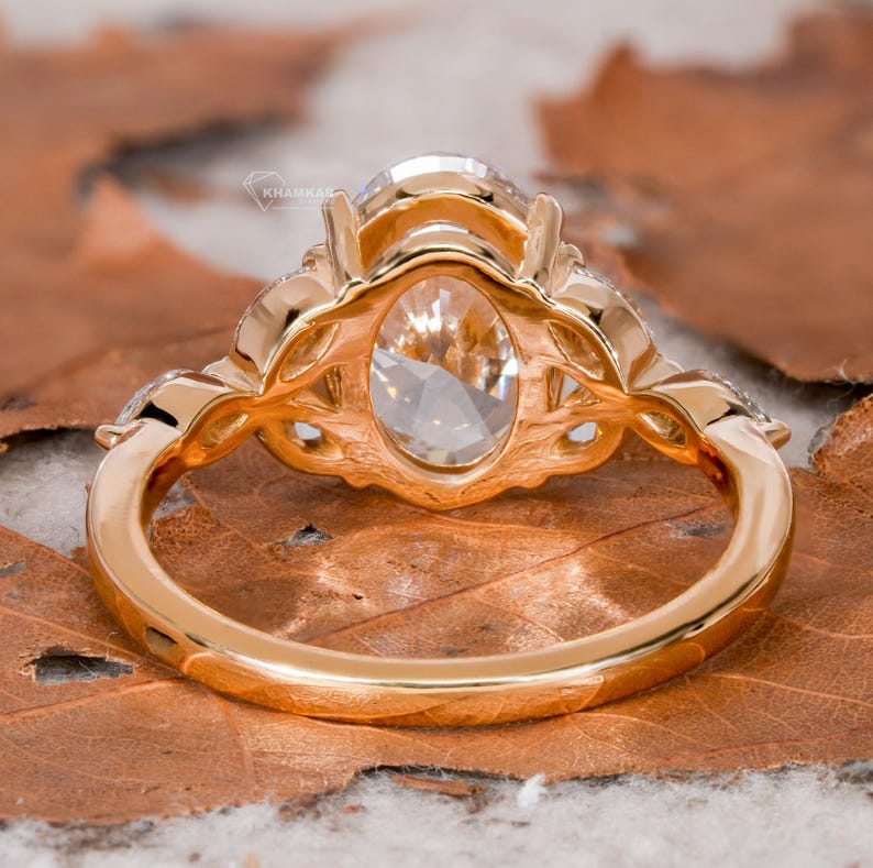 2.00CT Oval Lab Diamond Ring, Marquise Side Ring, IGI Certified Engagement Ring