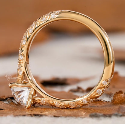 1CT Oval Lab Diamond Engagement Ring, Twisted Band
