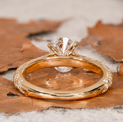 1CT Oval Lab Diamond Engagement Ring, Twisted Band