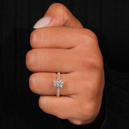 1CT Oval Lab Diamond Engagement Ring, Twisted Band