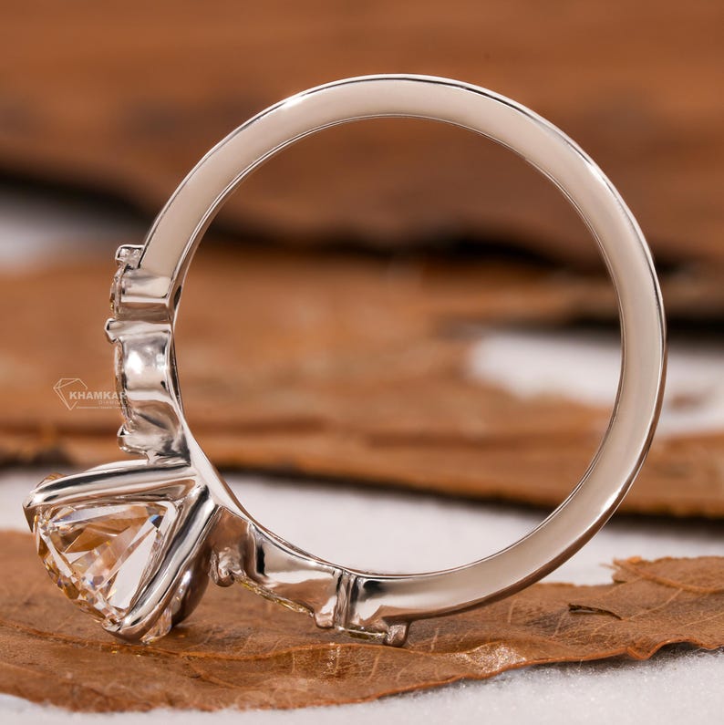 2.00Ct Oval Cut Lab Grown Diamond Engagement Ring,Side Marquise and Round Diamonds,Wedding Ring For Her,5 Stone Ring,Anniversary Ring