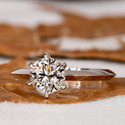 Round Lab Diamond solitarire Engagement Ring