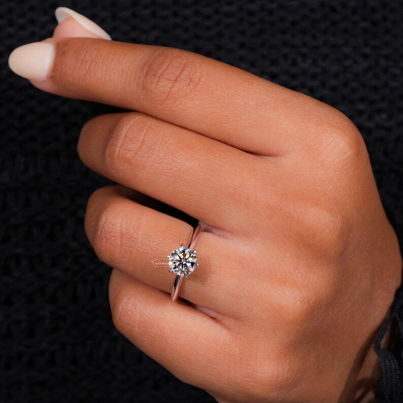 Round Lab Diamond solitarire Engagement Ring