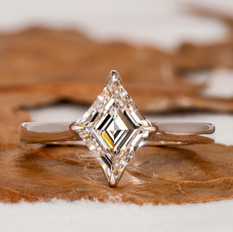 Lozenge Cut lab diamond tulip Halo Pave Engagement Ring