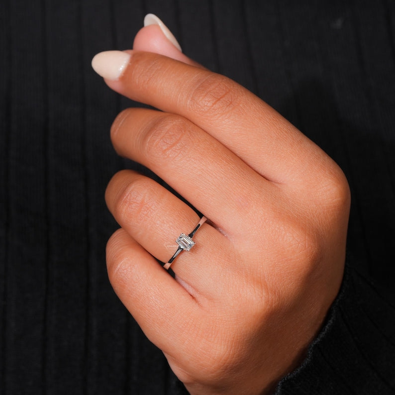 Emerald Cut Lab Diamond Ring 0.25CT – Dainty Gold Ring